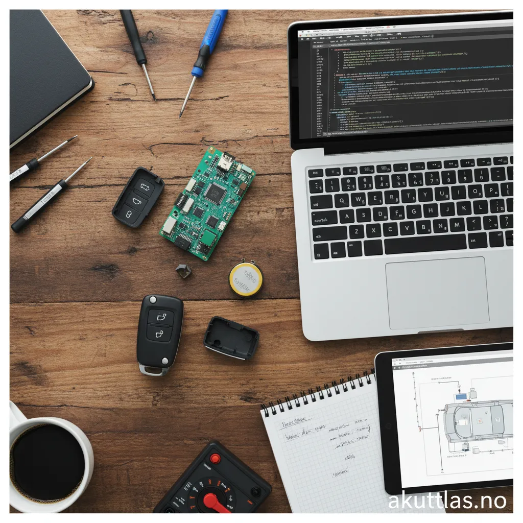 En moderne bilnøkkel med transponder klar for programmering