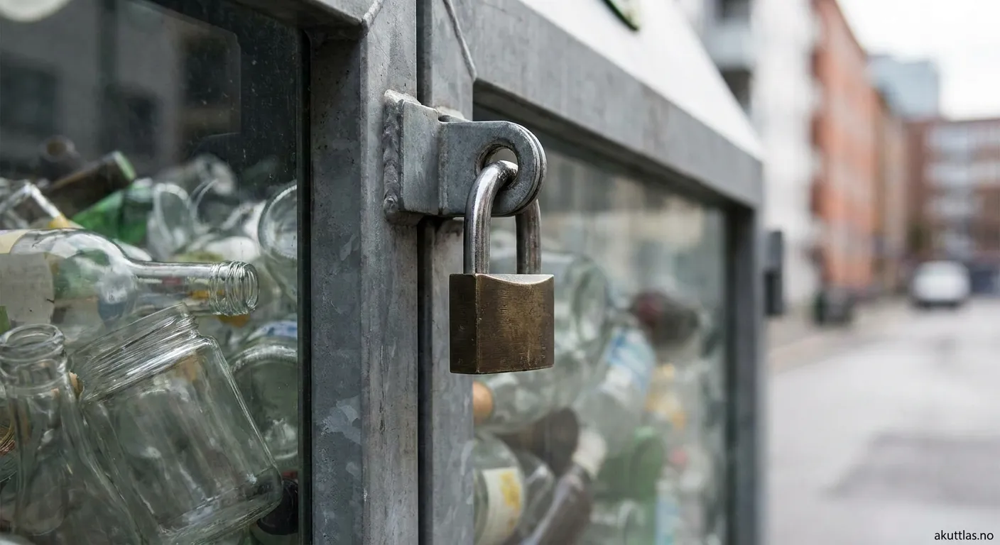 Glassinnsamlingscontainer med sikkert låsesystem