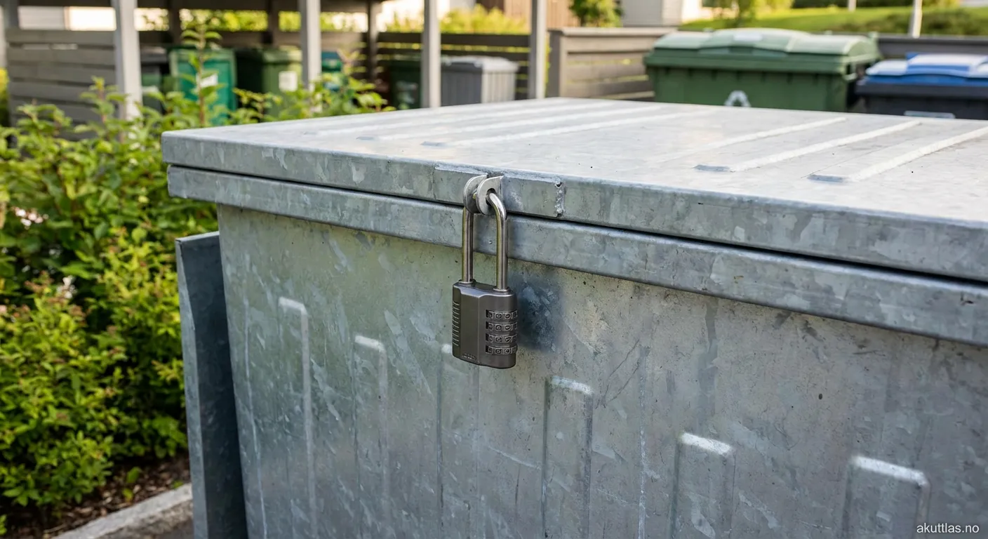 Nedgravd avfallscontainer formet som en sopp med elektronisk låsemekanisme