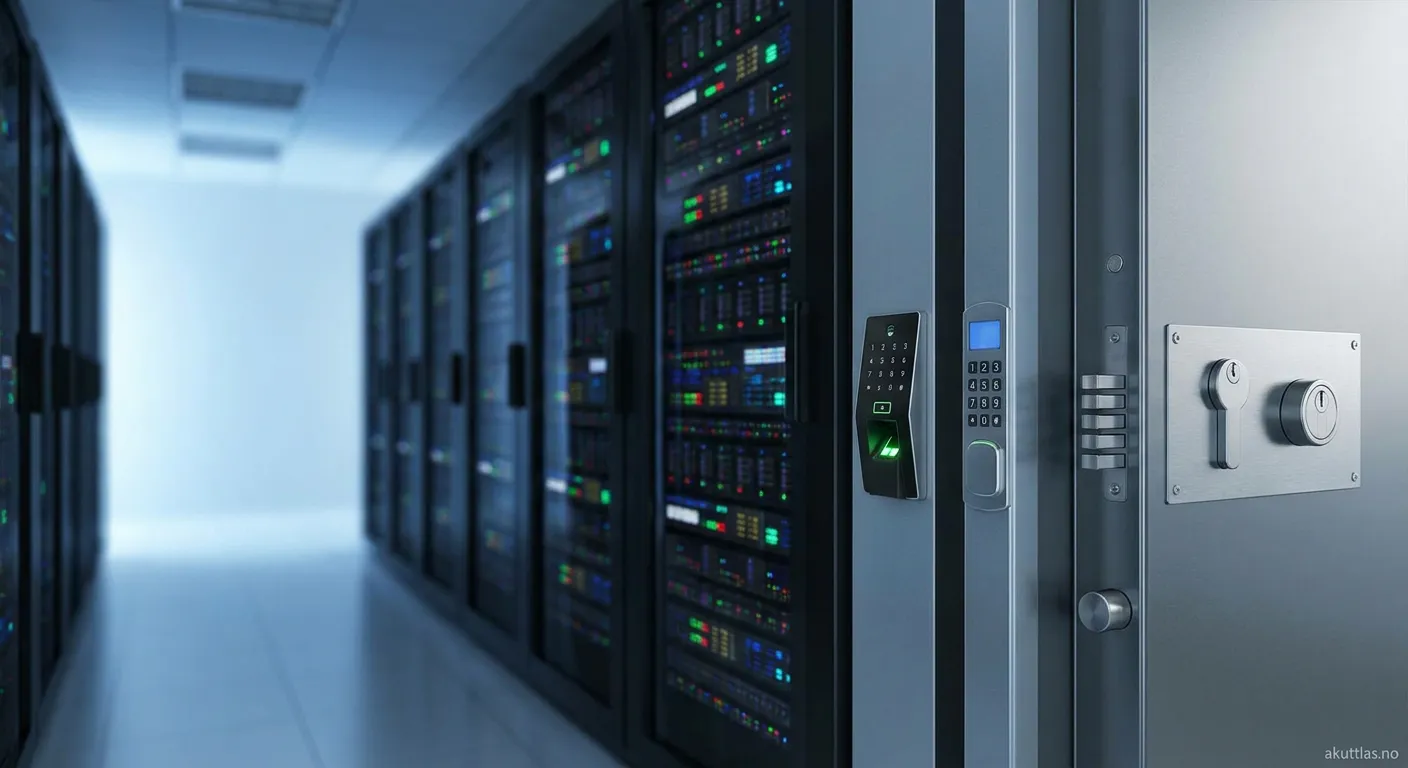 Serverrom med elektroniske sikkerhetslåser installert på dør